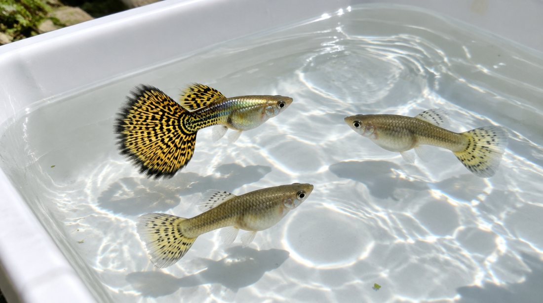 Fancy Guppy trio, gold cobra tails (1M/2F)